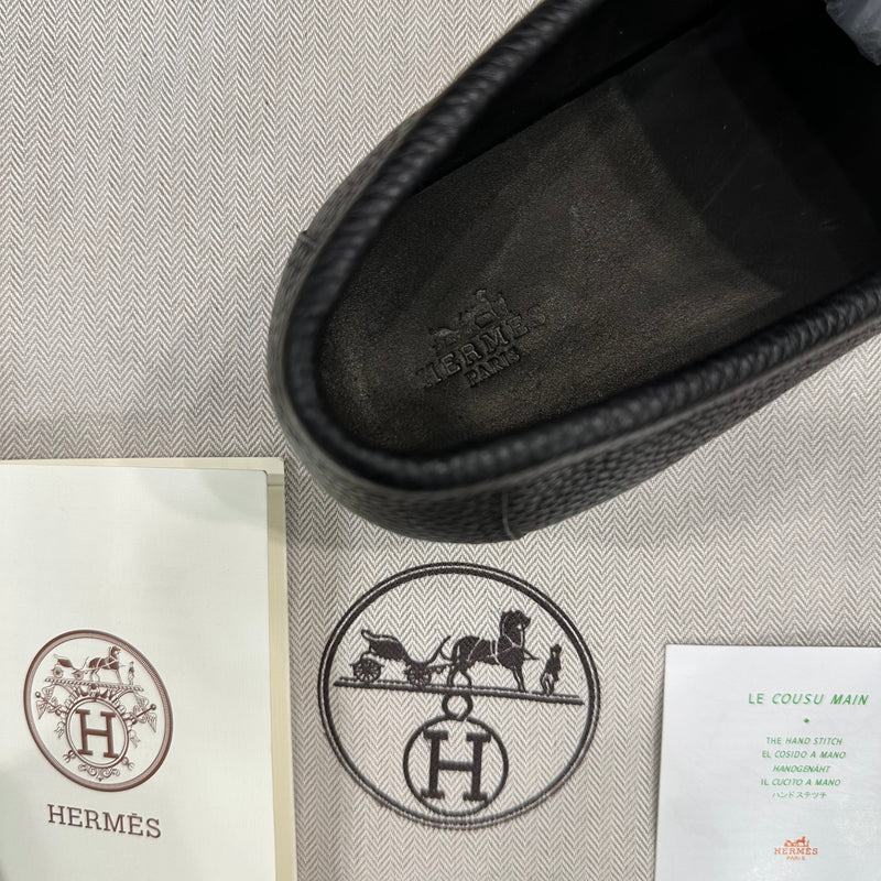Hermes Paris Major Loafer In Black Grain Leather