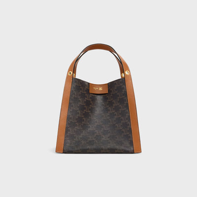 CELINE CUBE BAG IN Triomphe Canvas and NATURAL Calfskin