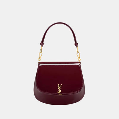 Saint Laurent Voltaire Patent Leather Shoulder Bag (Red Wine) hover