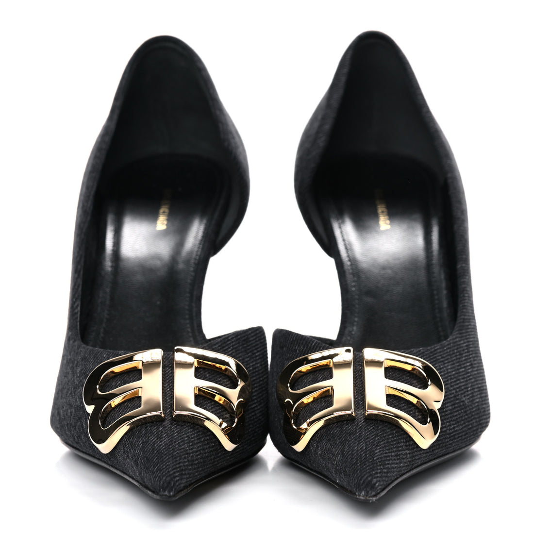 Balenciaga  Denim BB D'Orsay Pointed Toe Knife 80mm Pump  Black