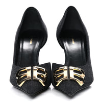 Balenciaga  Denim BB D'Orsay Pointed Toe Knife 80mm Pump  Black