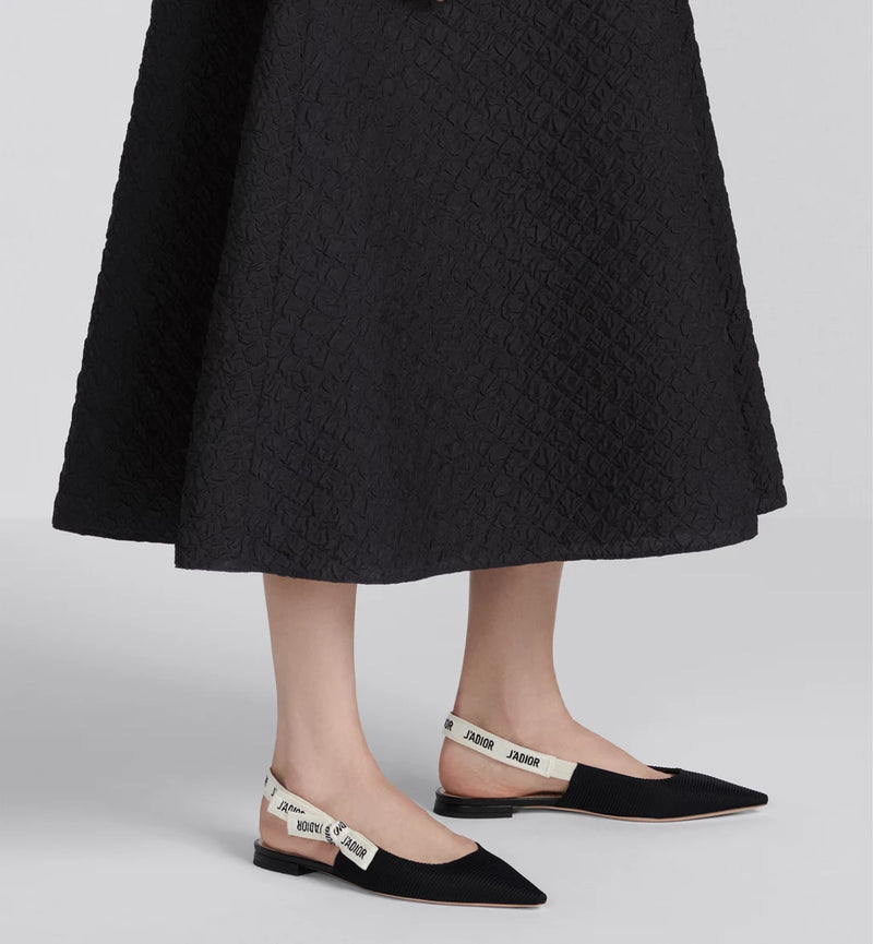 J'Adior Slingback Flat Black Technical Fabric