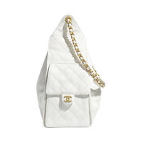 Chanel 25 Medium Handbag Grained Calfskin & Gold White