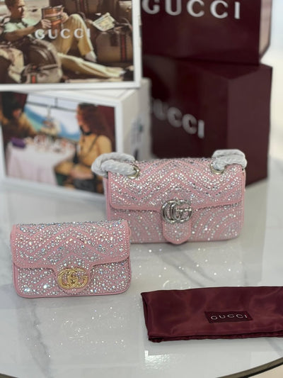 Gucci GG Marmont crystals mini shoulder bag hover