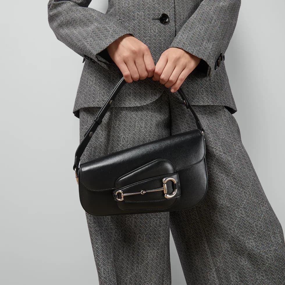 Gucci Horsebit 1955 Monogrammed Small Shoulder Bag