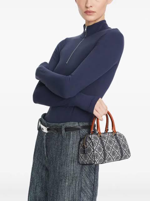 TORY BURCH T MONOGRAM PETITE BARREL BAG