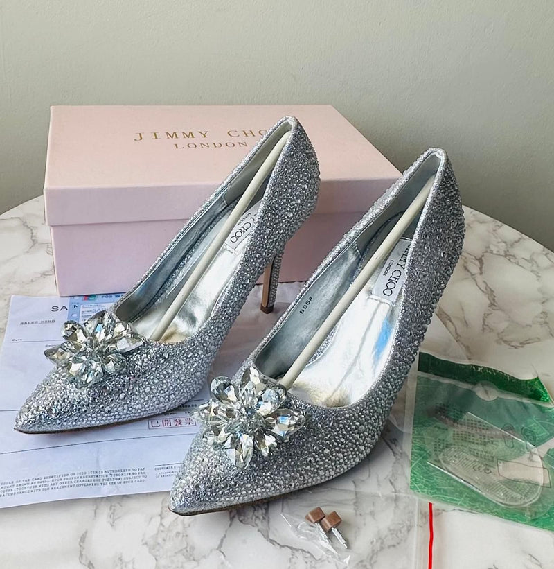 Jimmy Choo Alia crystal-covered pointy-toe pumps