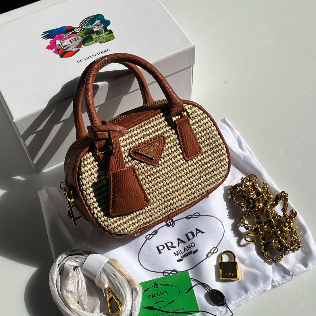 Prada Wicker Saffiano Bag