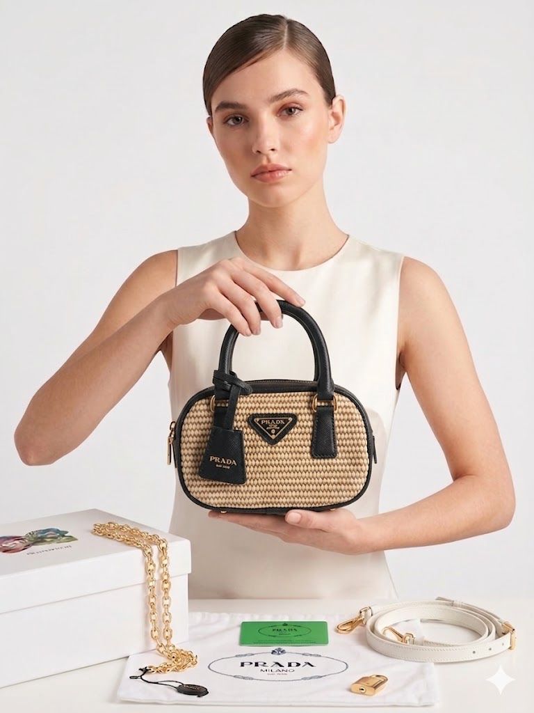 Prada Wicker Saffiano Bag