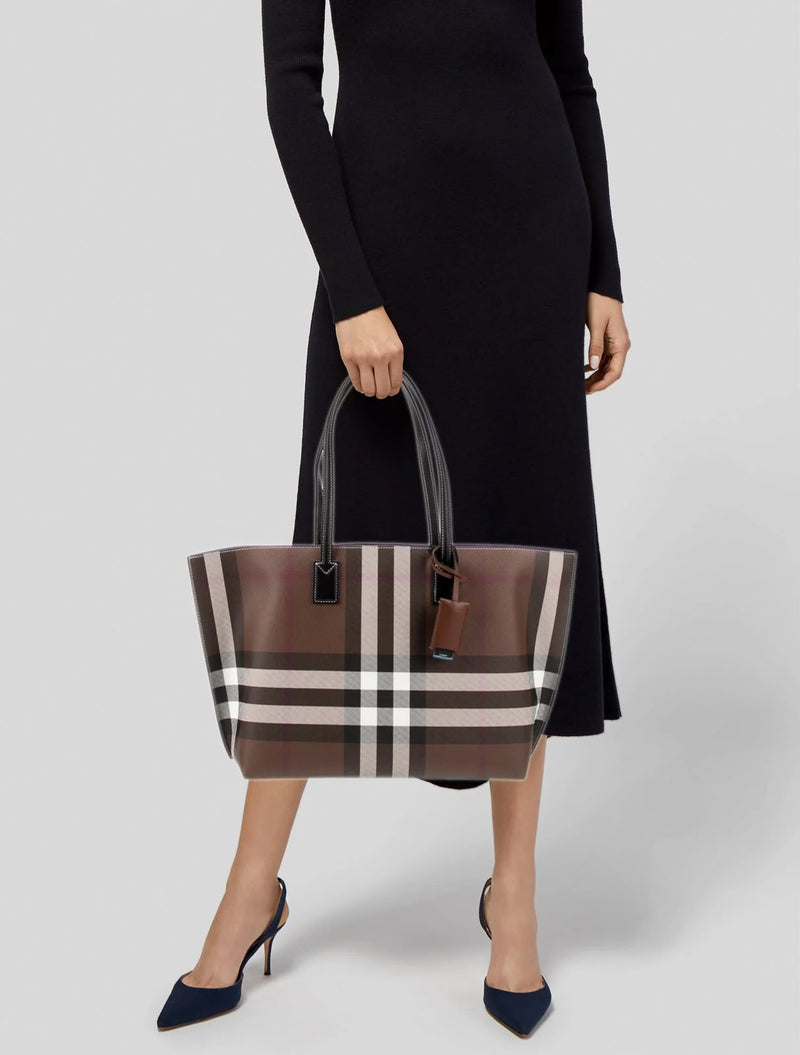 Burberry Checked Logo Tag Tote Bag