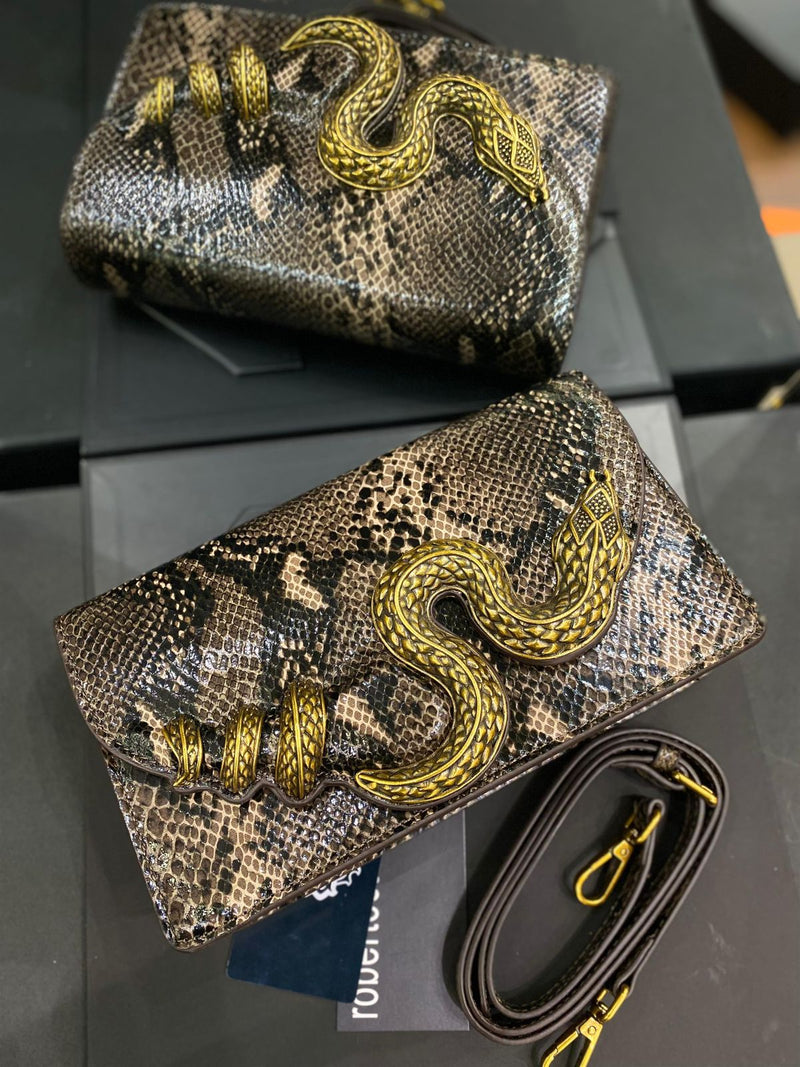 Roberto Cavalli Golden Python Bag