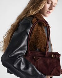 PRADA  Bonnie medium suede handbag