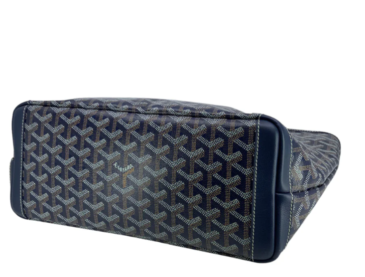 Goyard Goyardine Coated Canvas and Leather Saint Louis PM Tote in Blue – Elegant Luxury Tote Bag for Women.