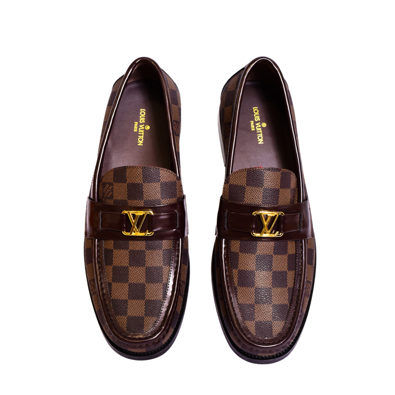. Louis.Vuitton Brown Check Major Loafers